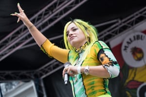 Lily Allen on stage in London last year