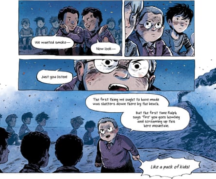 A page from the Lord of the Flies graphic novel.