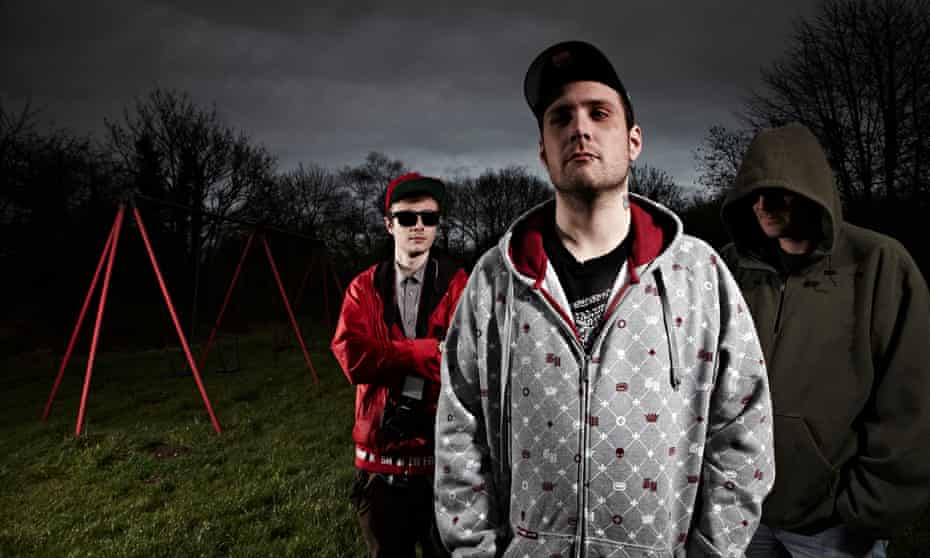 Three vigilantes were featured in the 2015 Channel 4 show The Paedophile Hunter. Left to right: Grime, Stinson Hunter and Stubbs.