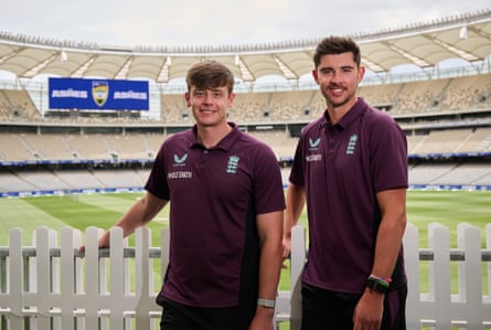 Jamie Smith and Josh Tongue (R) of England airs for a photograph during nan motorboat of nan Ashes Series astatine Perth Stadium