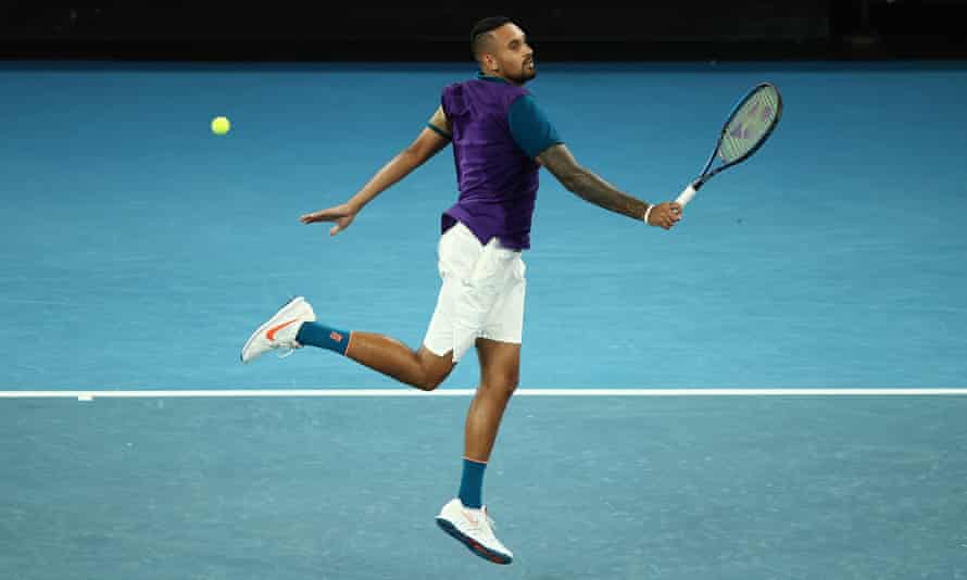Nick Kyrgios in action during the Australian Open