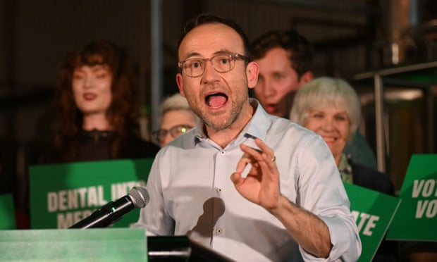Greens leader Adam Bandt speaks during the Greens election campaign launch in May 2022