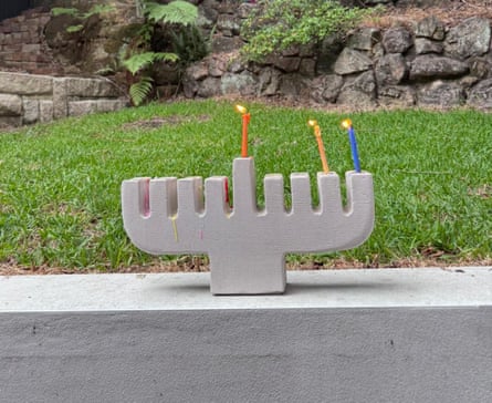 The menorah with three candles