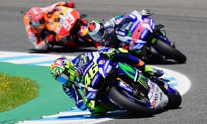 MotoGP riders including Valentino Rossi (No46) head to Jerez for the Spanish Grand Prix in May.