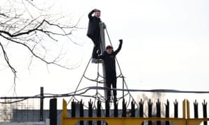 Young fans in the neighbouring park sense an upset.