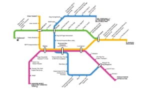 A metro-map style logo for the New Urbanist Memes for Transit-Oriented Teens Facebook group.