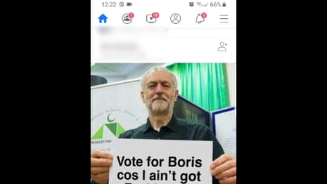 Audrey shares a meme of Jeremy Corbyn holding up a photoshopped poster.