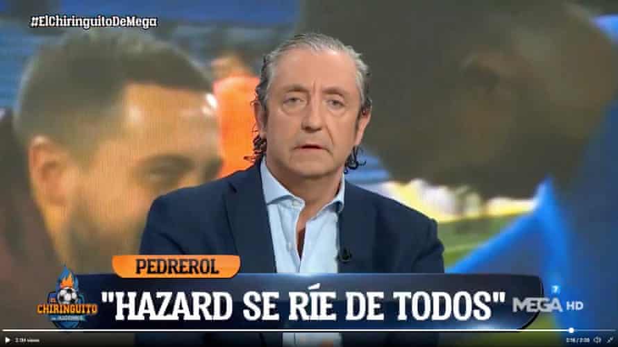 El Chiringuito presenter Josep Pedrerol reacts after Madrid’s Champions League exit.