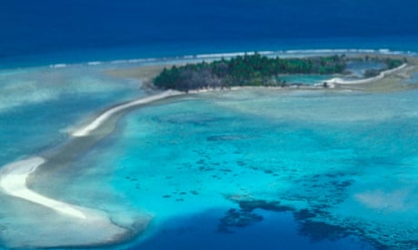 Una vista aérea de las Islas Diego García en el océano Índico