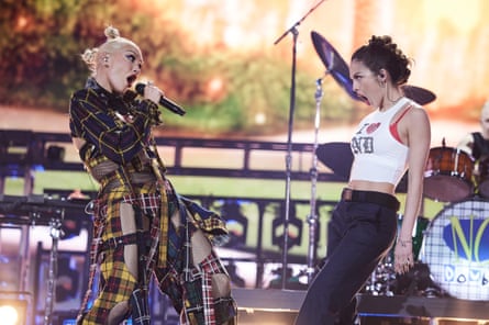 Gwen Stefani of No Doubt and Olivia Rodrigo during the Coachella Valley music and arts festival.