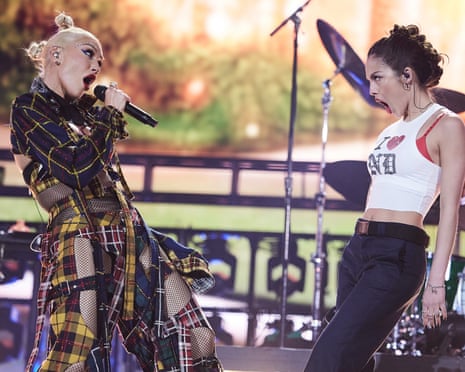 2024 Coachella Valley Music And Arts Festival - Weekend 1 - Day 2<br>INDIO, CALIFORNIA - APRIL 13: (L-R) Gwen Stefani of No Doubt and Olivia Rodrigo perform at the Coachella Stage during the 2024 Coachella Valley Music and Arts Festival at Empire Polo Club on April 13, 2024 in Indio, California. (Photo by John Shearer/Getty Images for No Doubt)