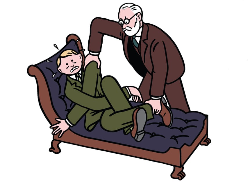 Cartoon of Freud tying a patient in knots