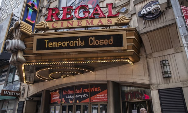 Nothing to see here ... a Regal cinema in New York in March 2020. 