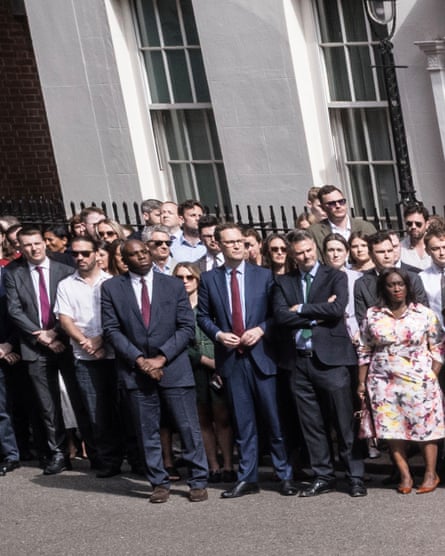Members of the group watching Starmer in Downing Street