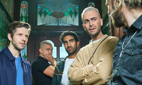 Vinnie (Joseph Gilgun, second right) and the gang in Brassic. Photograph: Sky