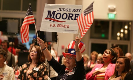 A Roy Moore supporter in Montgomery, Alabama Tuesday.