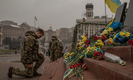 Young cadets at a shrine to the “Heavenly Hundred”, killed during a 2014 demonstration.