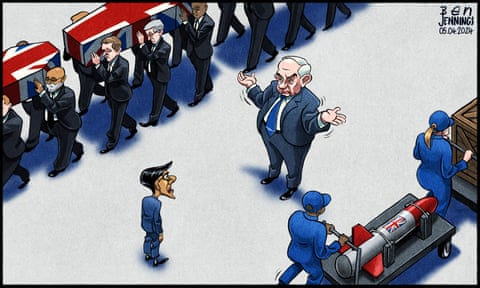 Ben Jennings on British arms sales to Israel – cartoon, panel 1