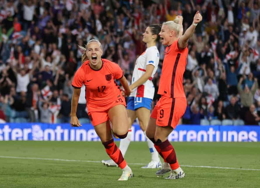 Beth Mead celebrates her second goal.