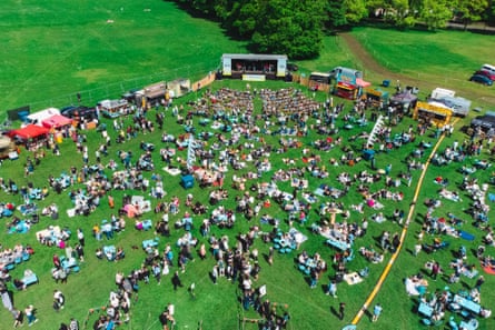 Aerial view of stalls and crowd at The North Leeds Food Festival in 2023