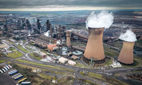 An aerial view of the British Steel works at Scunthorpe.