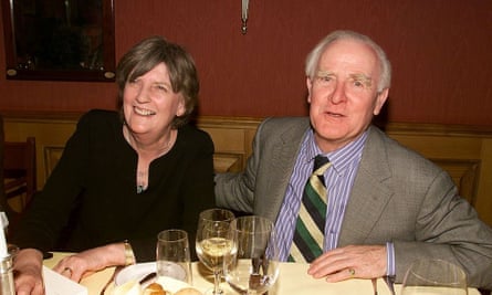 john le carre sat with his wife jane cornwell at restaurant table
