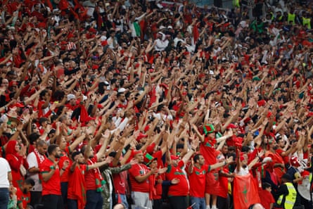 Morocco fans bringing the noise during their semi-final defeat against France.