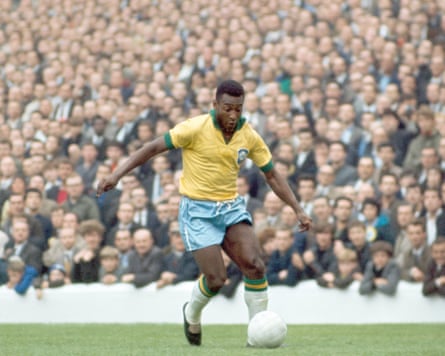 Pele in action for Brazil during the 1966 World Cup match between Brazil and Bulgaria at Goodison Park in Liverpool, 12th July 1966.