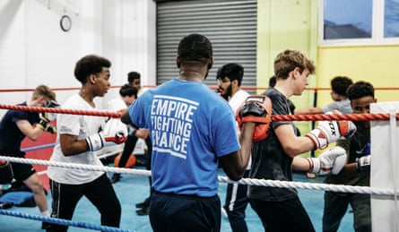 Young people train in the ring