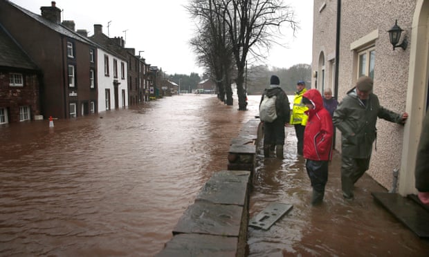 Flooded roads in Appleby in Cumbria.