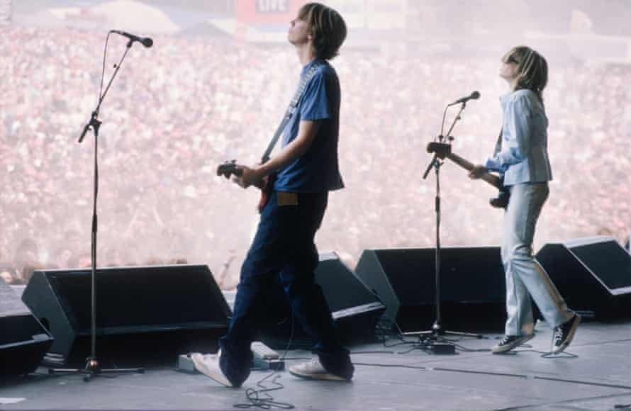 Kim Gordon and Thurston Moore of Sonic Youth at Rock Torhout/Rock Werchter festival in Belgium, 1993.