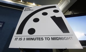 Doomsday Clock three minutes midnight nuclear war climate change