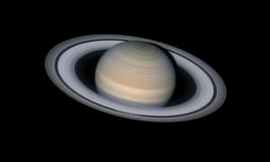 Saturn presenting its rings tilted towards us.