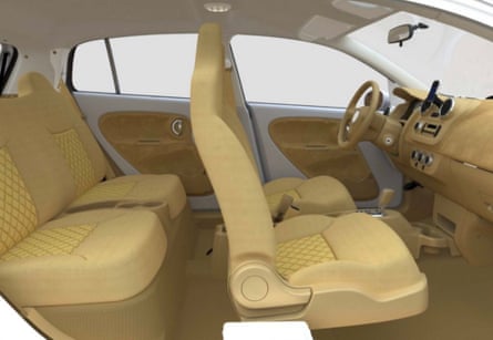 The interior of the V-Vehicle used fibrewood extensively
