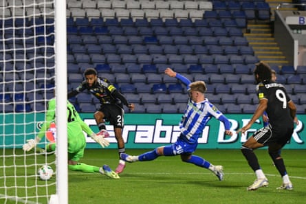 Jayden Bogle scores Leeds’ extremity against Sheffield Wednesday.
