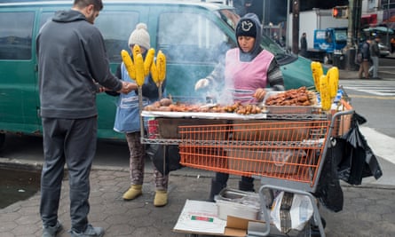 Roasted corn street vendors, Elmhurst.