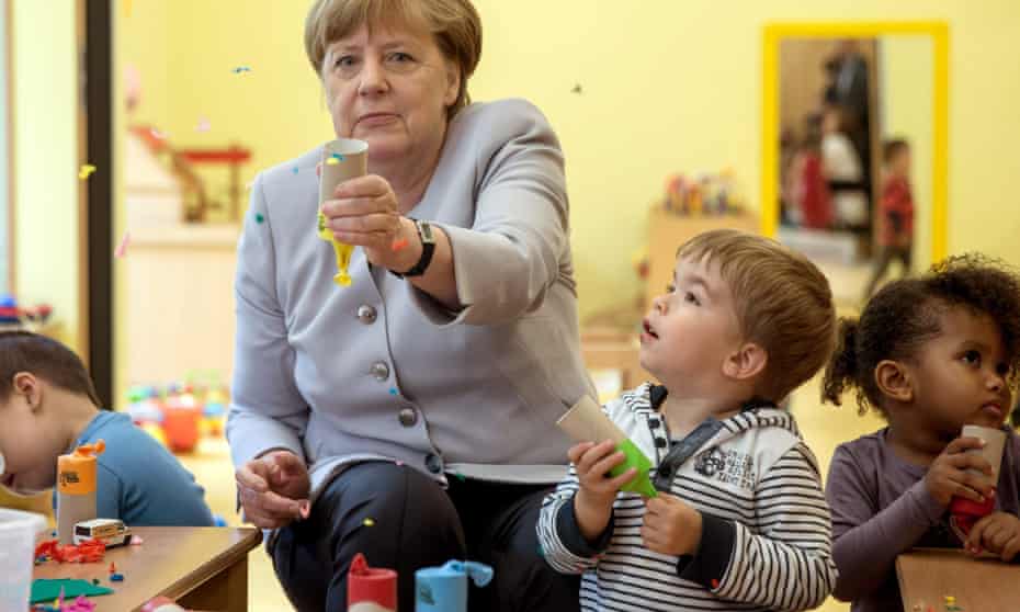 Chancellor Angela Merkel vists a Berlin kindergartenin 2016.