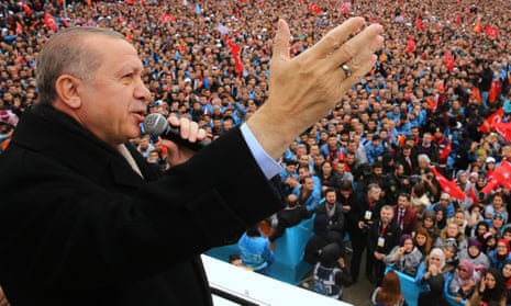 Recep Tayyip Erdoğan addresses a political rally in Bursa, Turkey