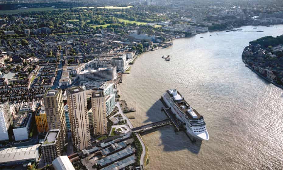 The new cruise ship terminal is planned for the Enderby Wharf in Greenwich, London