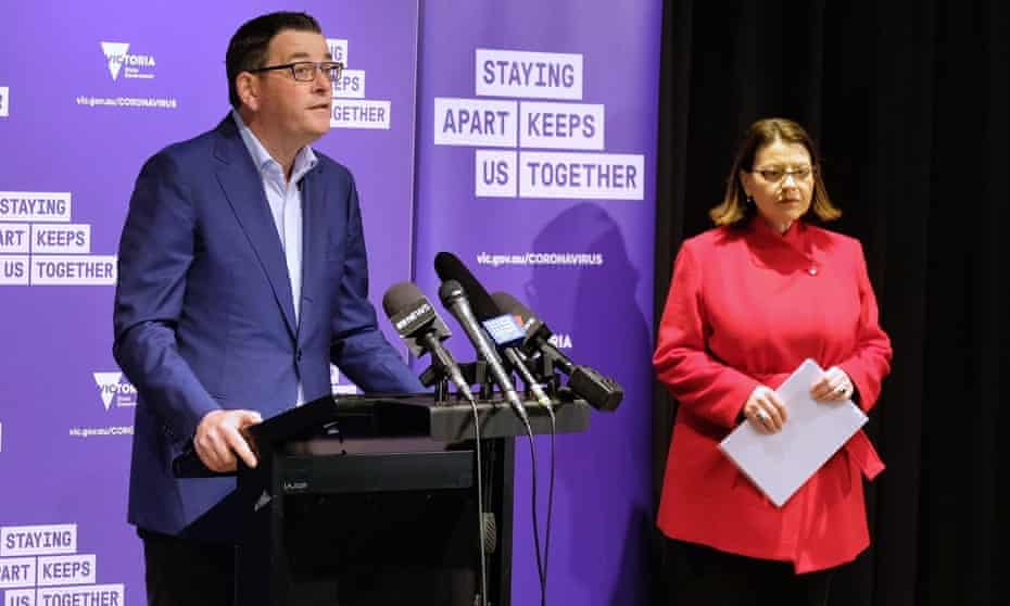 Victorian Premier Daniel Andrews and Victorian Health Minister Jenny Mikakos speak to the media. Victoria is to extend state of emergency for four more weeks after spike in Covid-19 cases