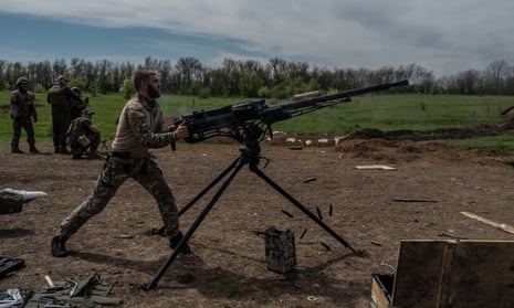 A Ukrainian fighter training in the Donbas region for the imminent spring offensive.
