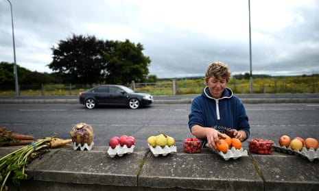 A fruit and vegetable seller on the Northern Ireland border between Lifford and Strabane