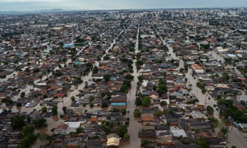Aerial view of the Mathias Velho neighbourhood in Canoas, a suburb of Porto Alegre, showing extensive flooding.