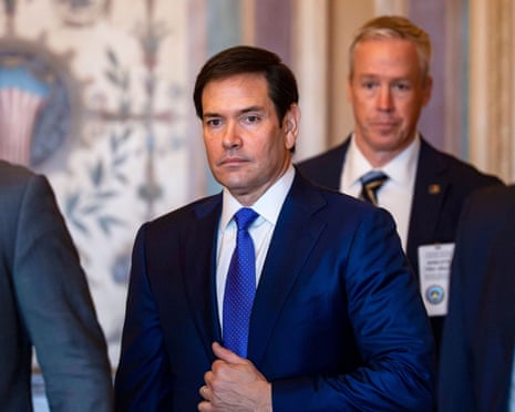 Marco Rubio arrives to brief members of the Senate on Venezuela at the US Capitol on 7 January.