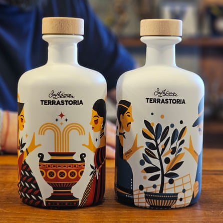 Two Sabino Leone olive oil bottles.