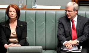 Julia Gillard with Kevin Rudd who ousted her as prime minister in June 2013