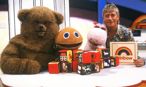 Geoffrey Hayes, presenter, with the Rainbow characters: Bungle the bear, Zippy and George the pink hippo. Pamela Lonsdale produced the show, which was designed to develop children’s language and social skills.