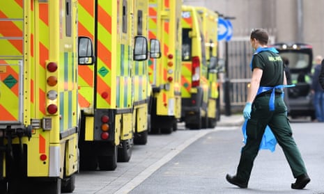 Ambulances at Whitechapel hospital in London.