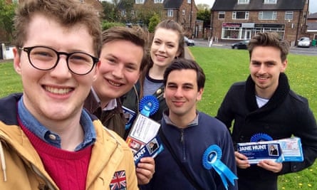 Elliott Johnson, second from right, campaigning in south Nottingham.