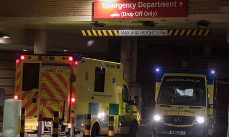 An ambulance leaves as another arrives at the A&amp;E unit of the Bristol Royal Infirmary on 10 January 2017. The British Red Cross claimed the NHS was facing a “humanitarian crisis” in winter 2016 because of long waiting times. 